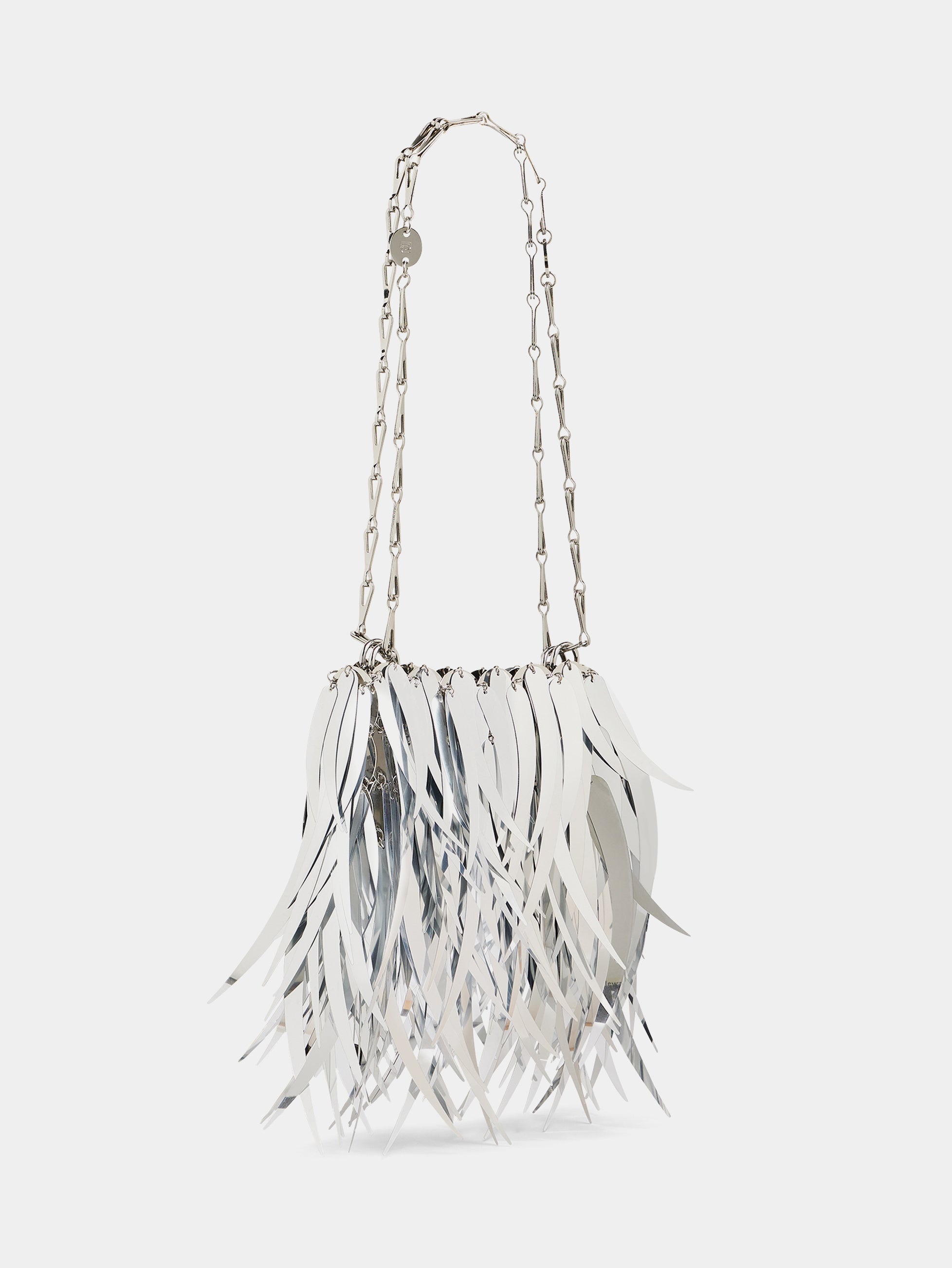 METALLIC SILVER BAG WITH FEATHERS ASSEMBLAGE - 2