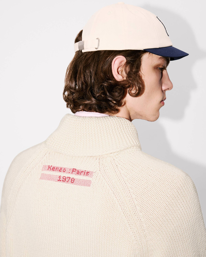 'KENZO City' embroidered zipped knitted cardigan in wool cotton 7