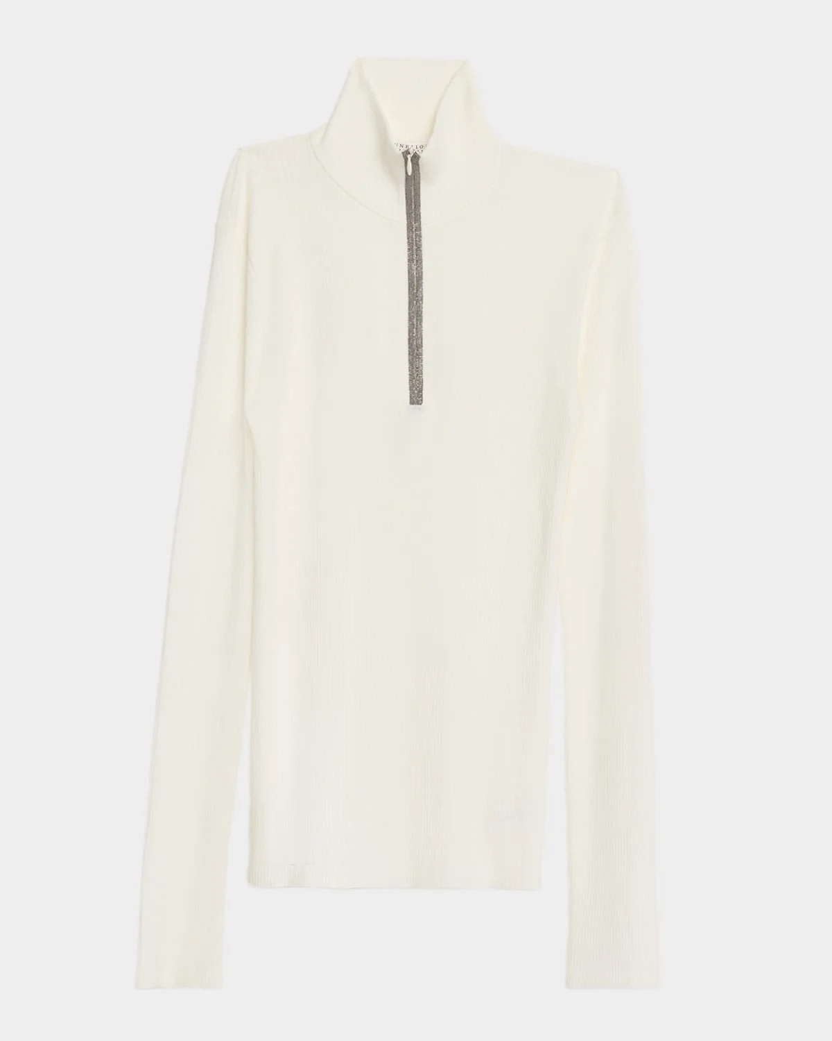 Turtleneck Monili Zip Wool-Cashmere Sweater - 1