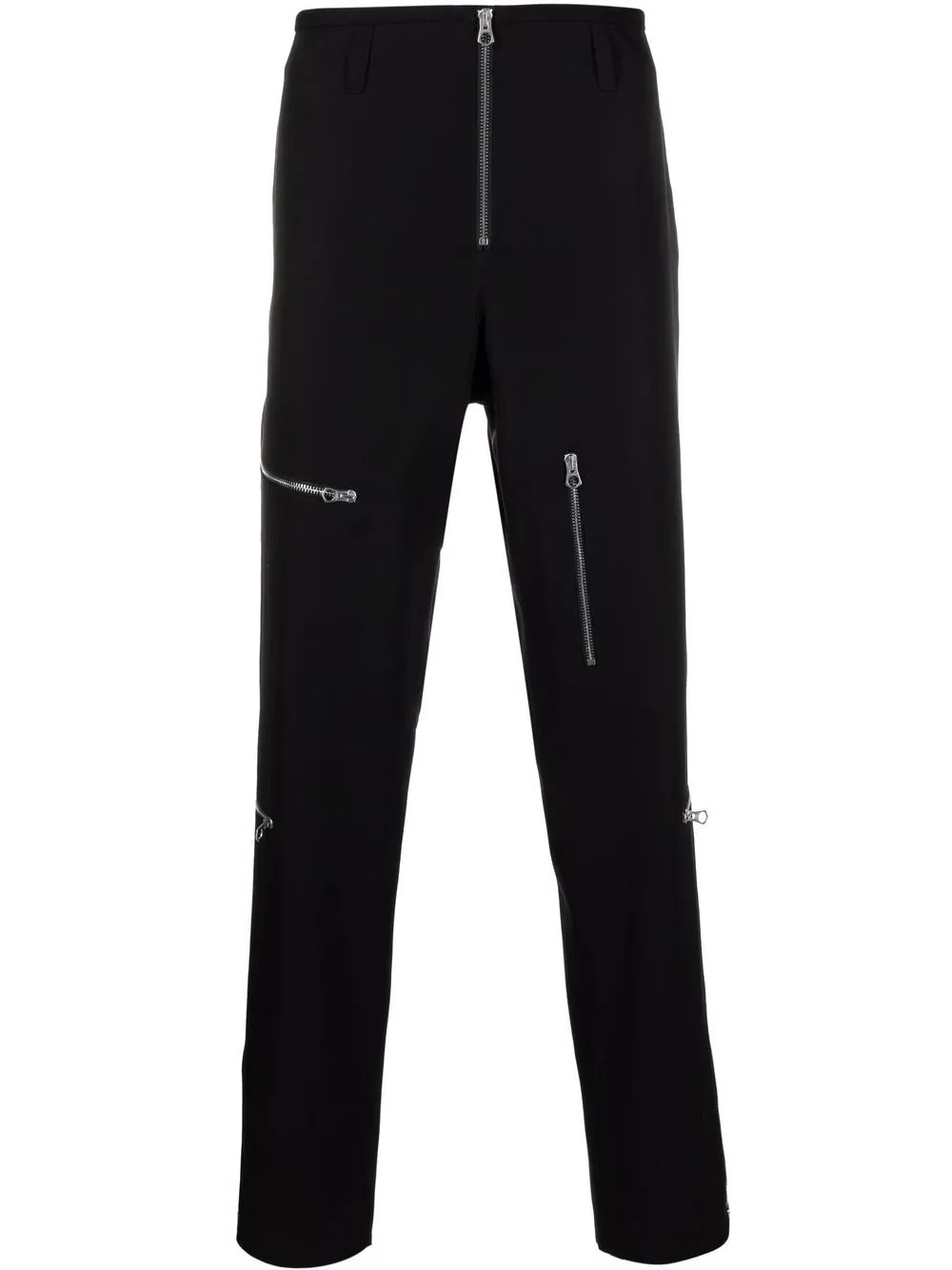 zipped multi-pocket straight trousers - 1