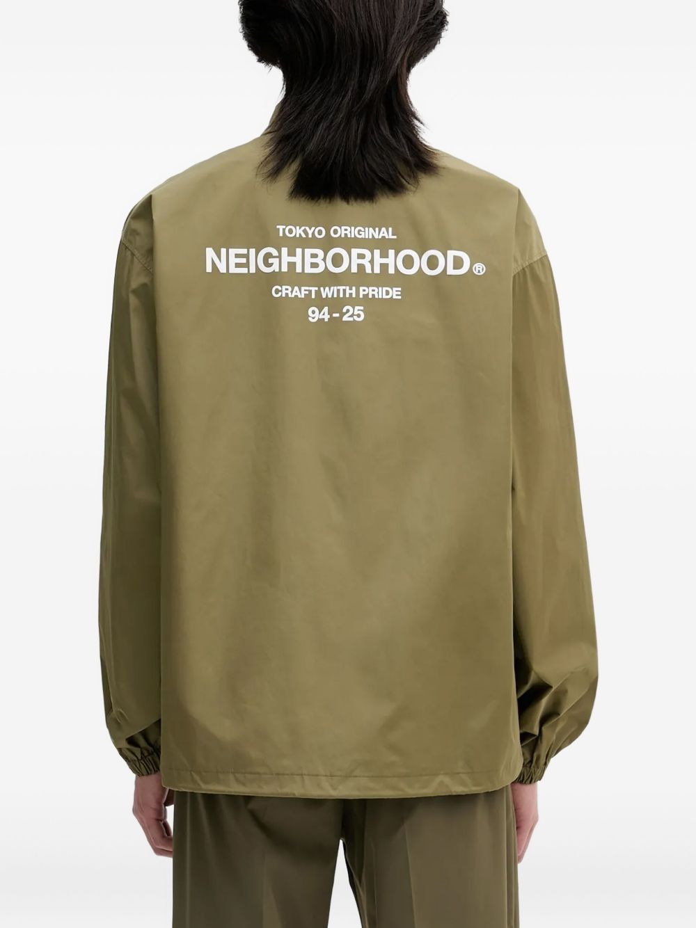 logo-print button-fastening windbreaker - 3
