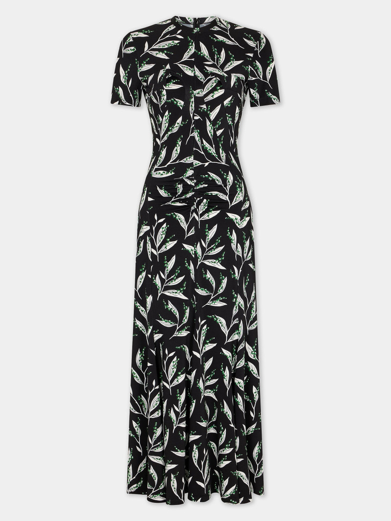 LONG BLACK DRESS WITH THRUSH PRINT 1