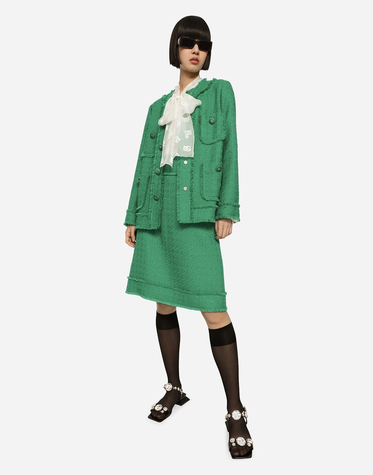 Single-breasted raschel tweed jacket - 5