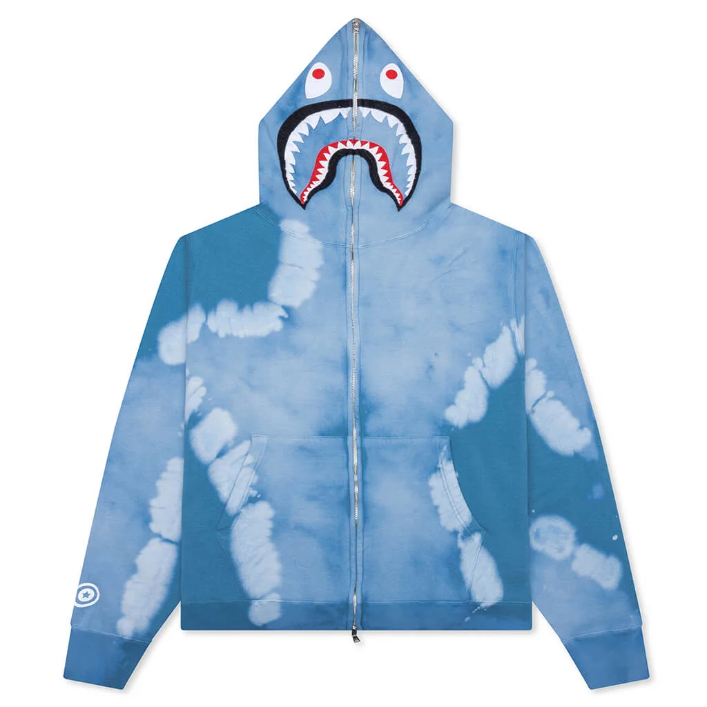 HAND DYE SHARK FULL ZIP HOODIE - BLUE - 1