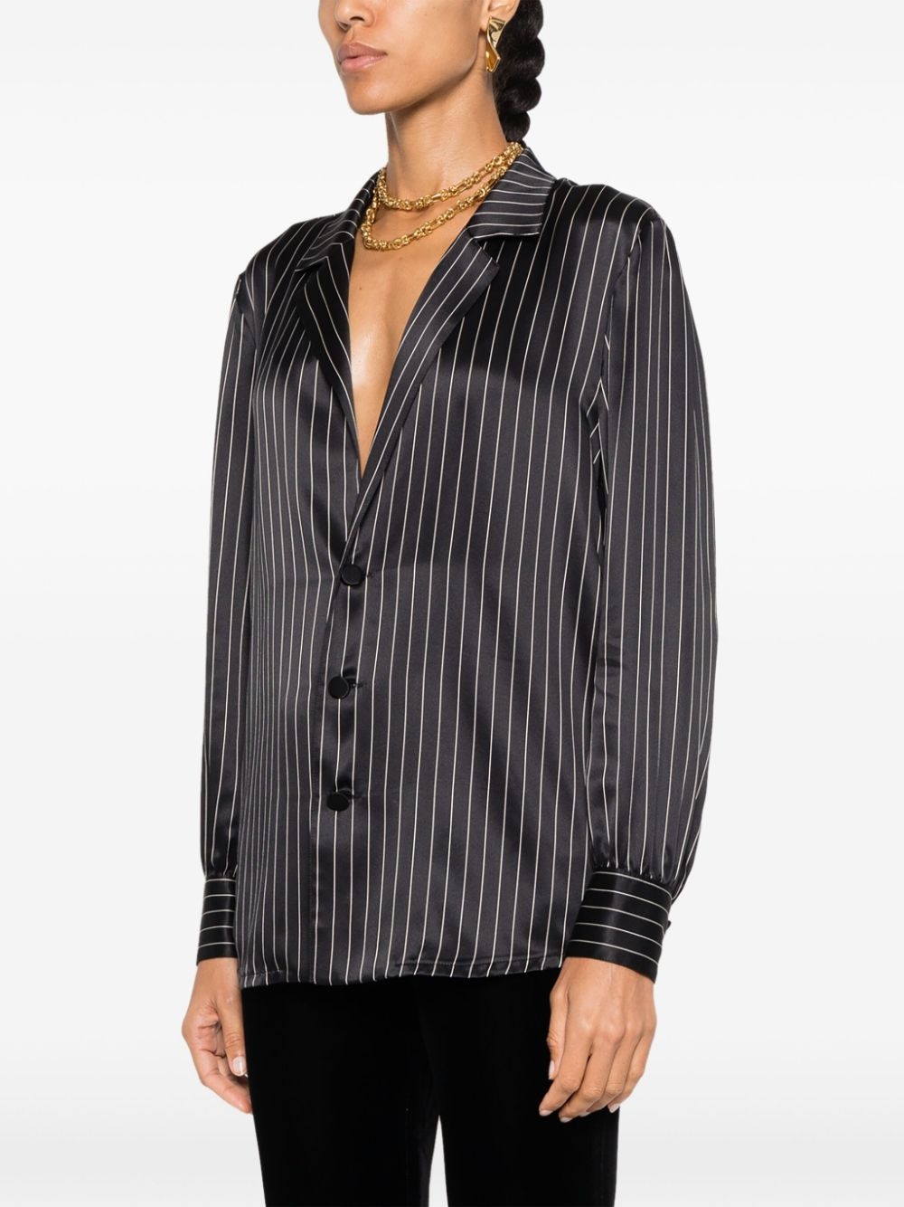 striped silk pajam shirt - 3
