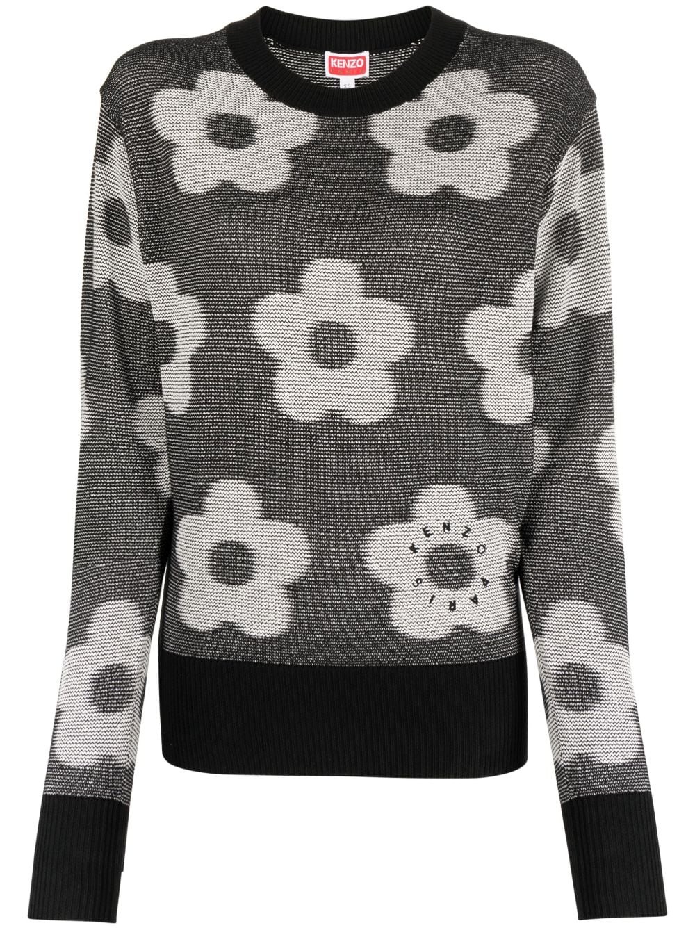 Flower Spot-jacquard cotton jumper - 1