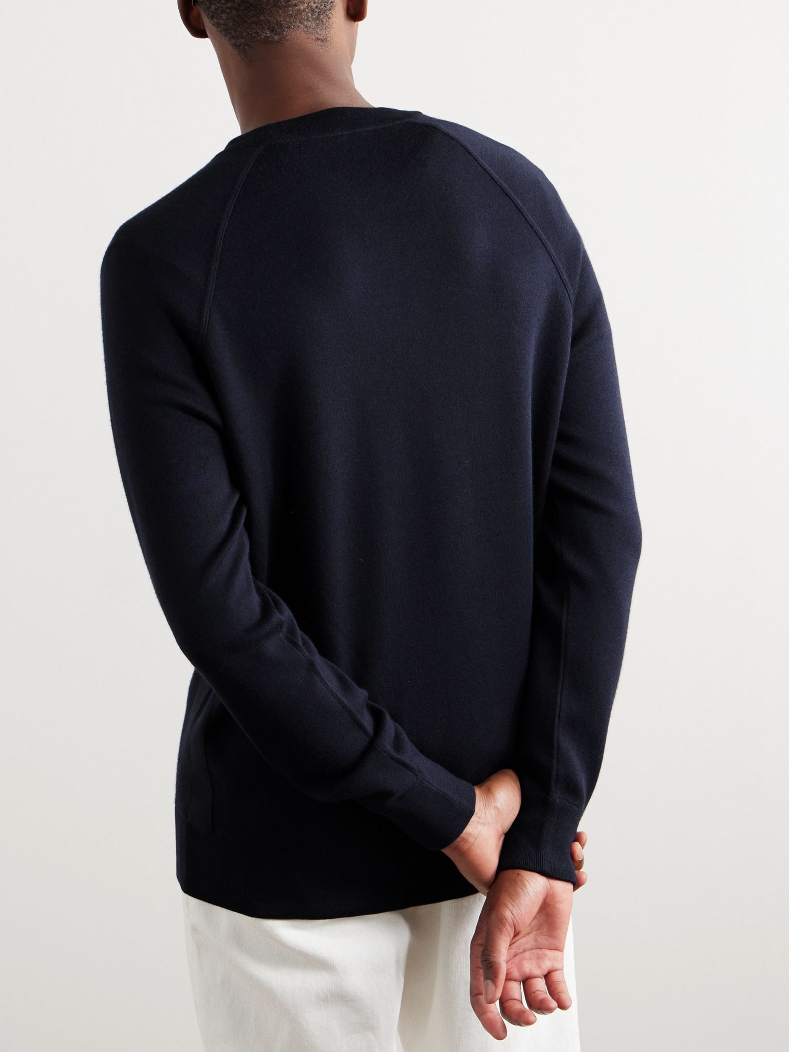 Cashmere, Virgin Wool and Silk-Blend Sweater Navy - 4