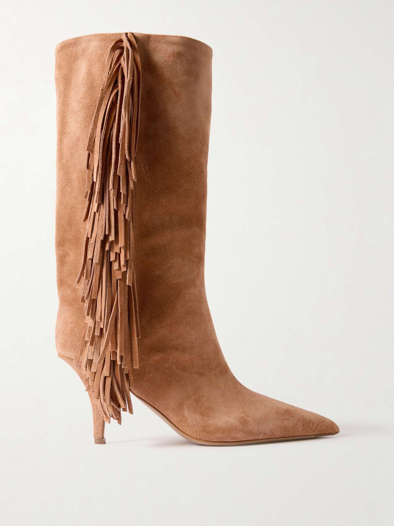 Jessie fringed suede knee boots Tan - 1