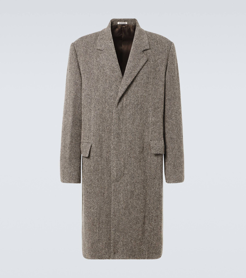 AURALEE Herringbone wool and alpaca tweed coat | REVERSIBLE