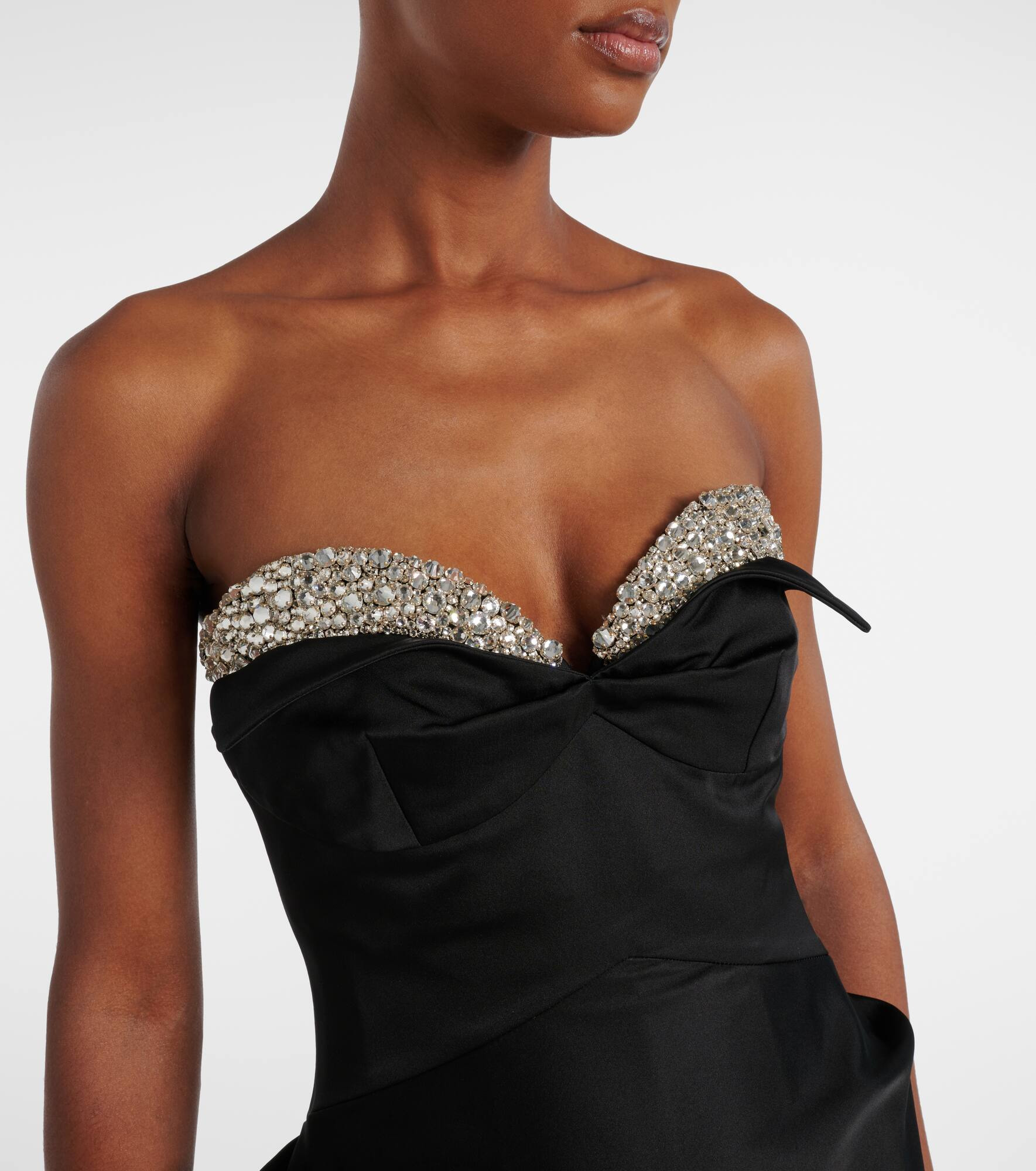 Embellished satin midi dress - 4