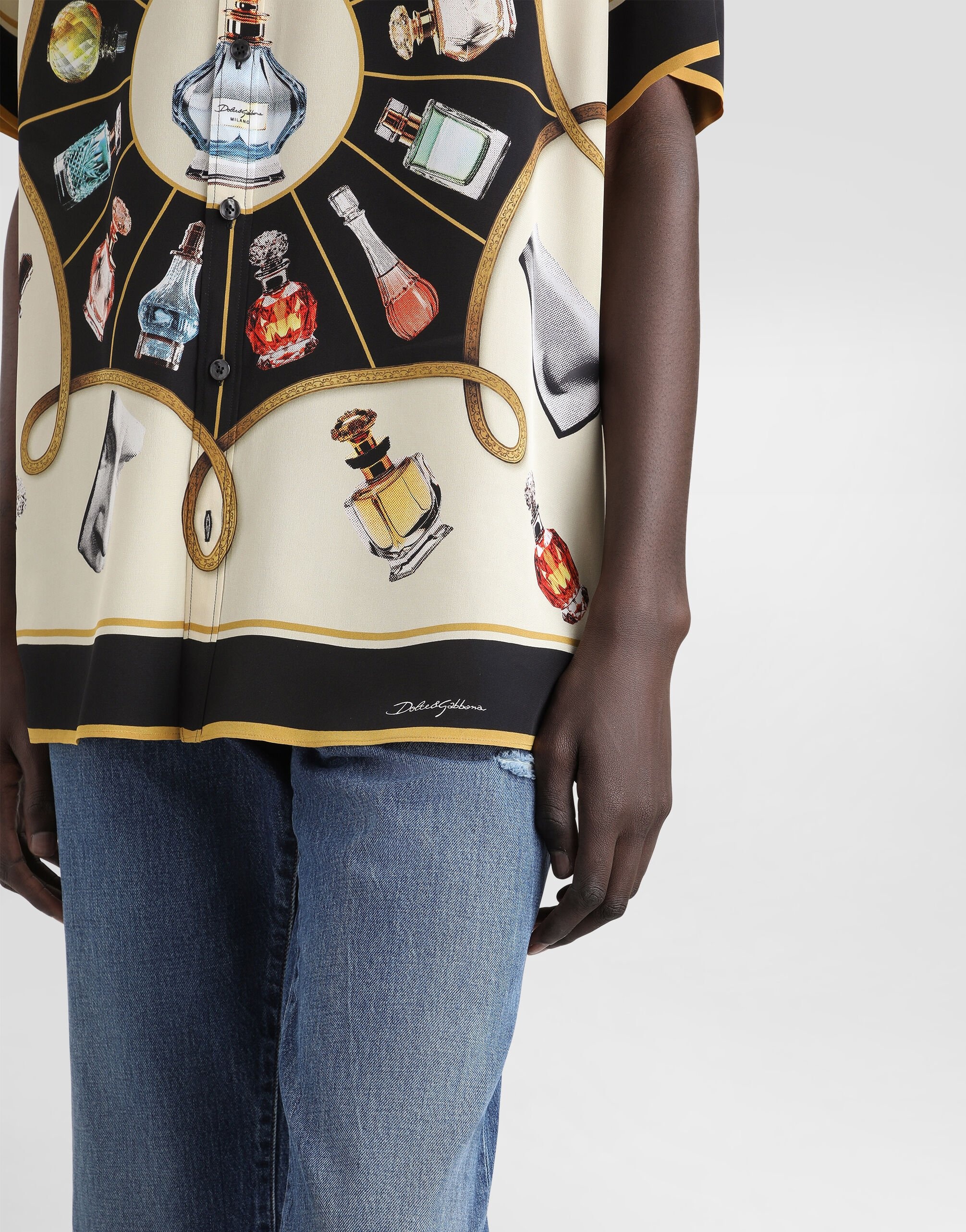 Silk shirt with perfume print - 4