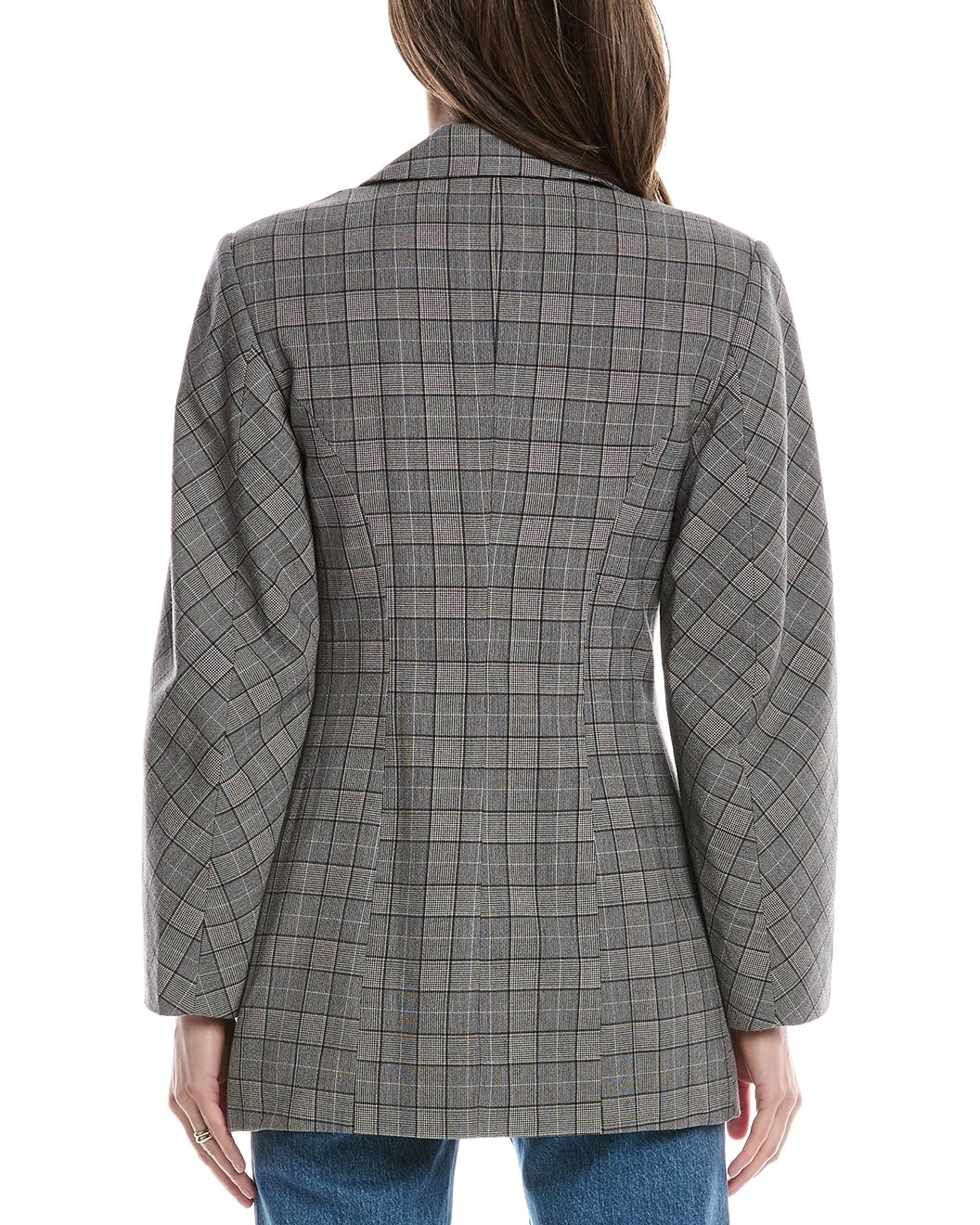 GANNI Check Mix Fitted Wool-Blend Blazer - 2