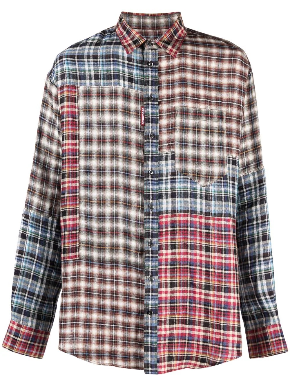 panelled plaid shirt - 1