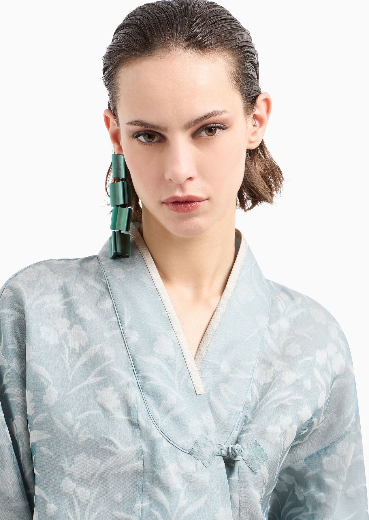 Floral jacquard silk short kimono - 5