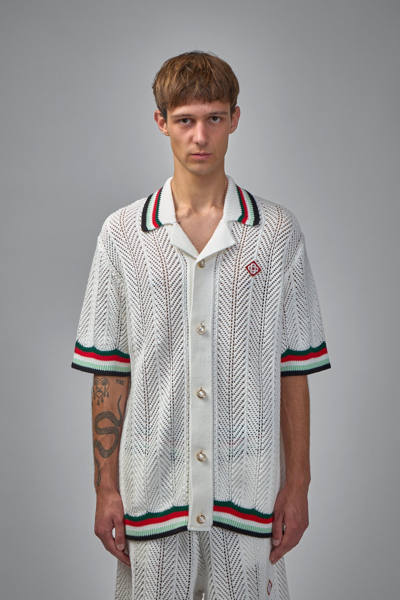 Sporty Faux Crochet Shirt - 1