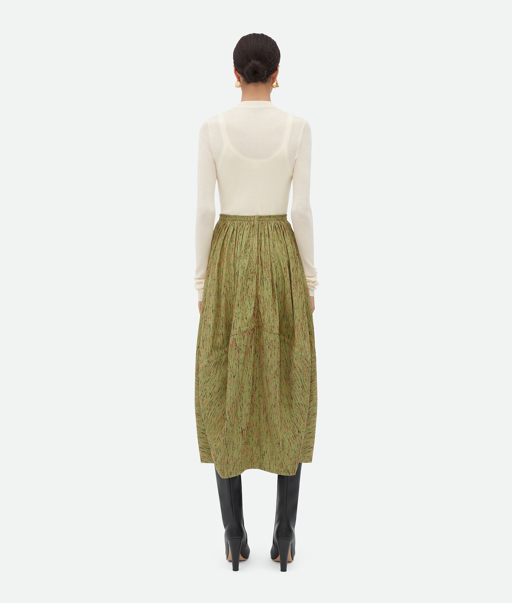 Textured Viscose Stripe Balloon Skirt - 3