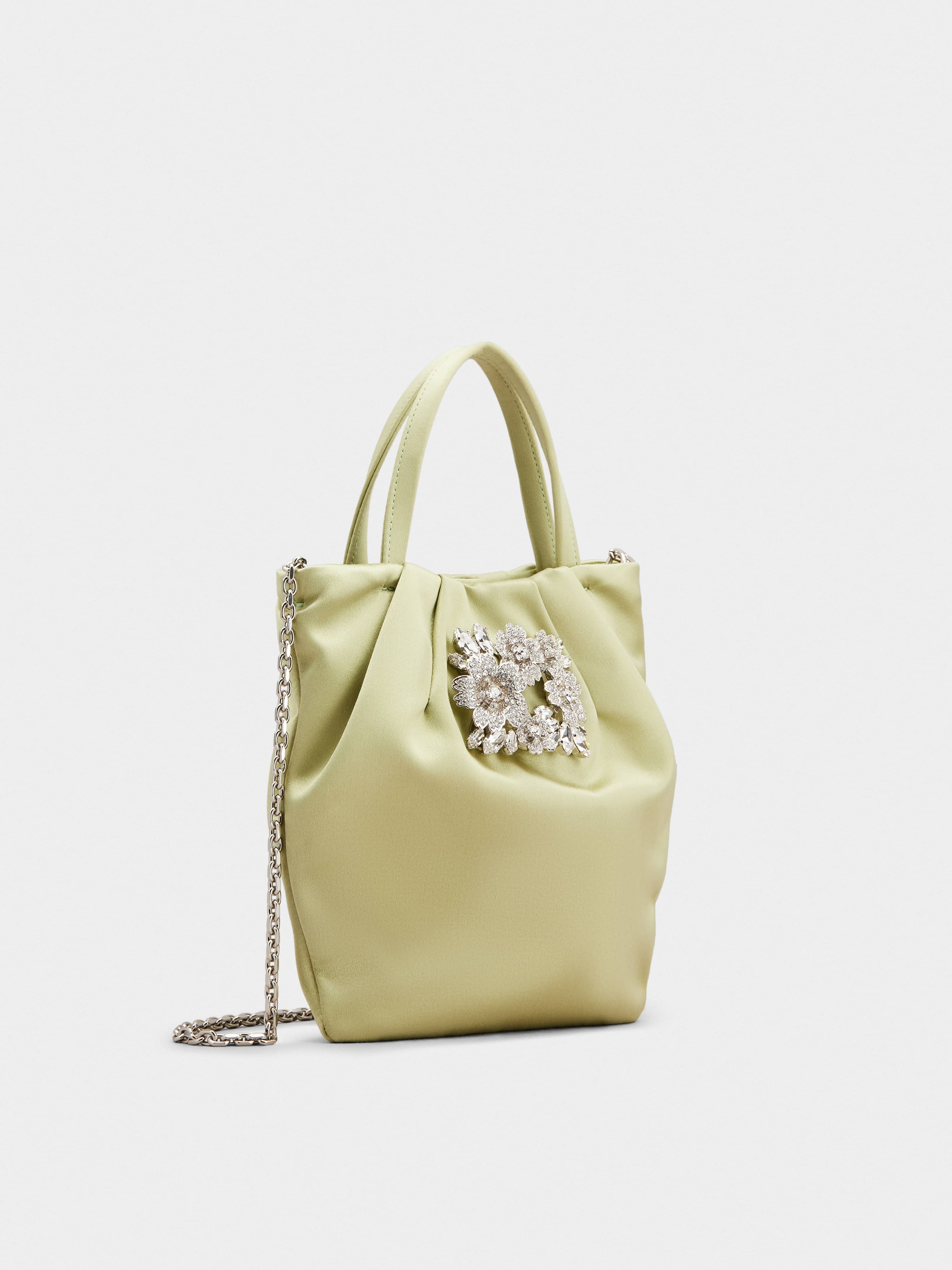 Drapé Pocket Bouquet Strass Buckle Micro Bag in Satin - 3