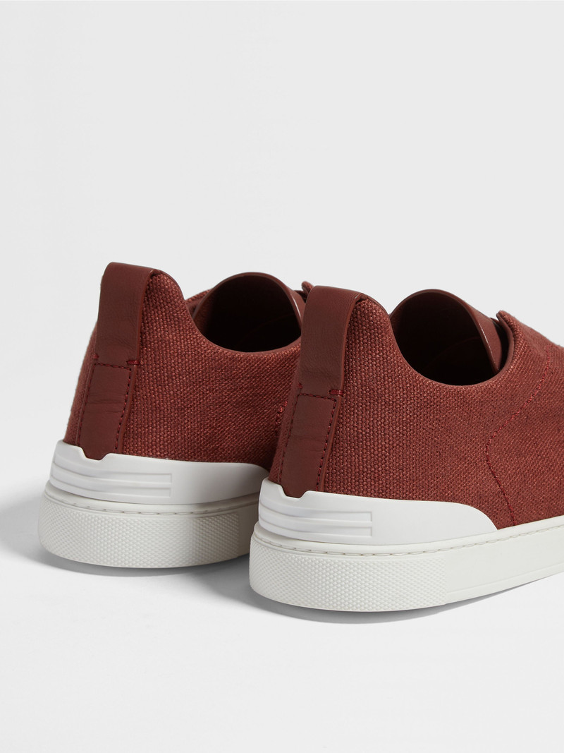 ZEGNA RED COTTON LINEN AND LEATHER TRIPLE STITCH™ SNEAKERS outlook