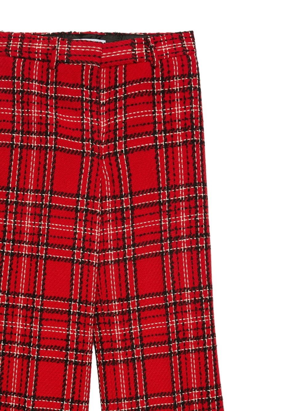 plaid fringed straight trousers - 6