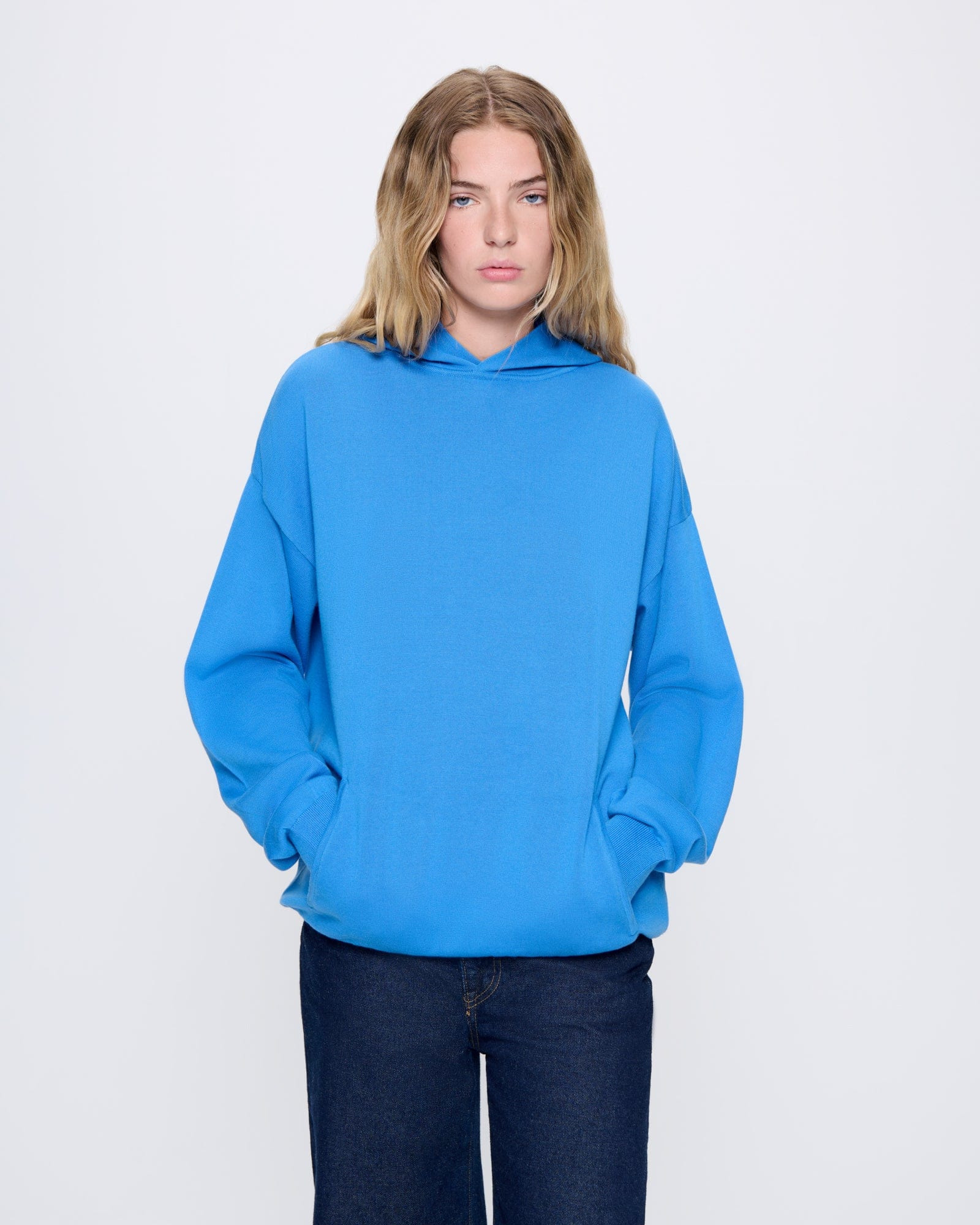 Womens DNA Knitted Hoodie - Geyser Blue - 2
