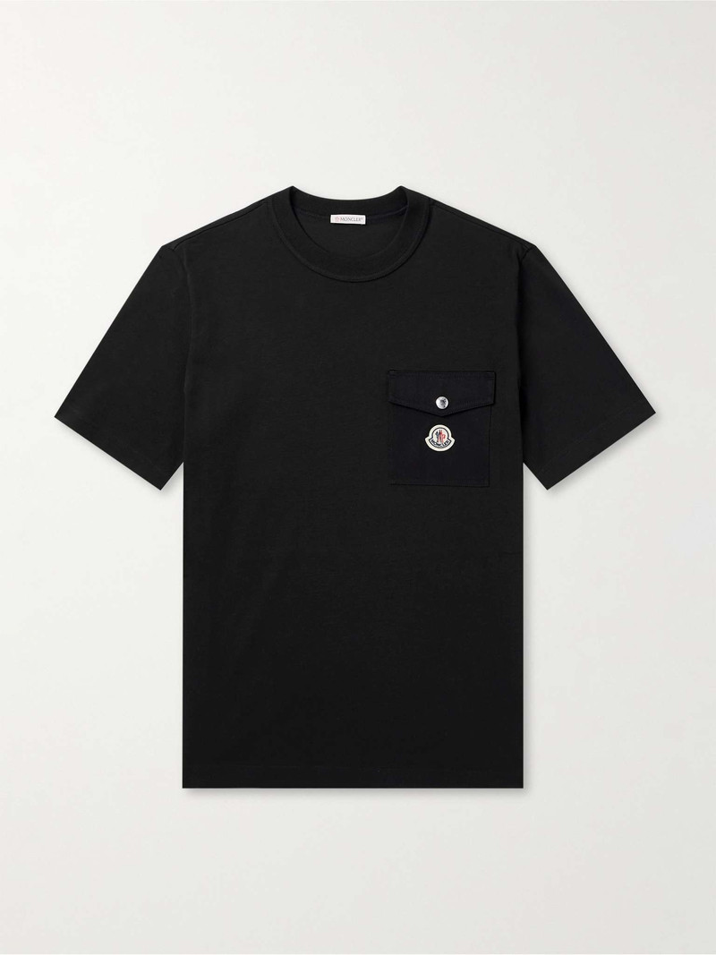 Logo-Appliquéd Twill-Trimmed Cotton-Jersey T-Shirt - 1