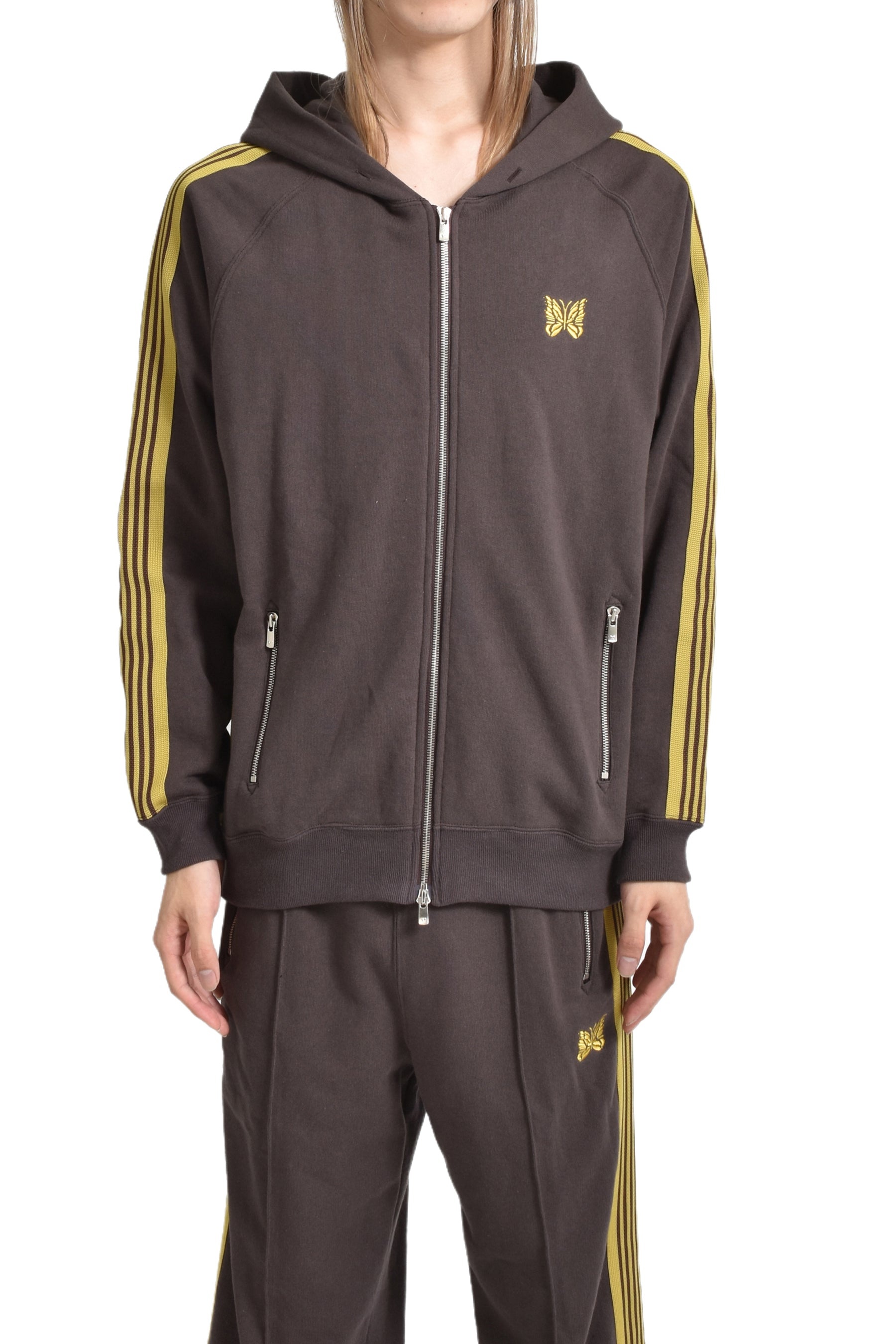 NEEDLES ZIPPED TRACK HOODY - COTTON JERSEY (EXCLUSIVE) / BRW 