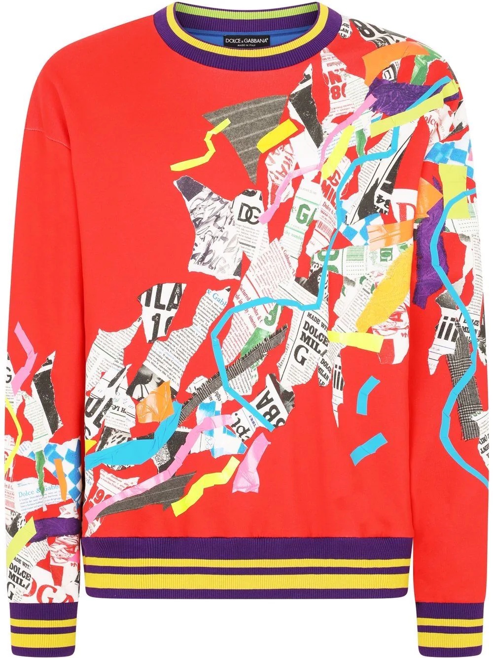 patchwork-print crewneck sweatshirt - 1