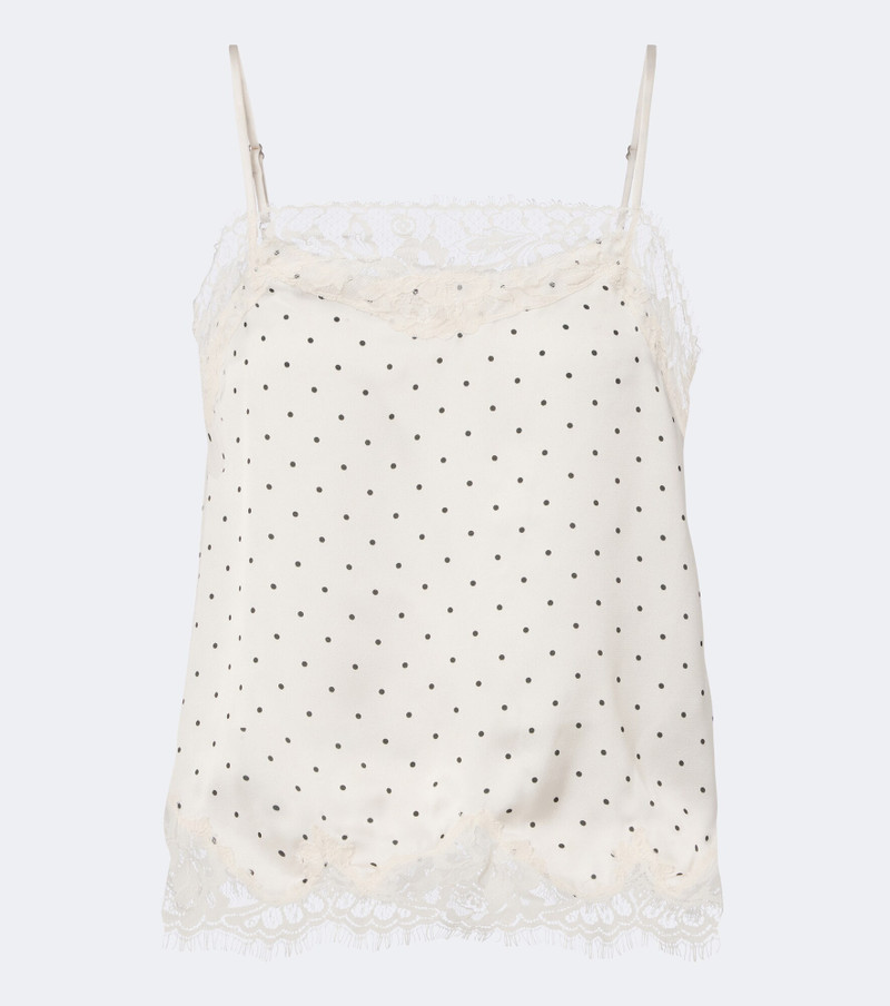 Marisol lace-trimmed polka-dot satin camisole 1