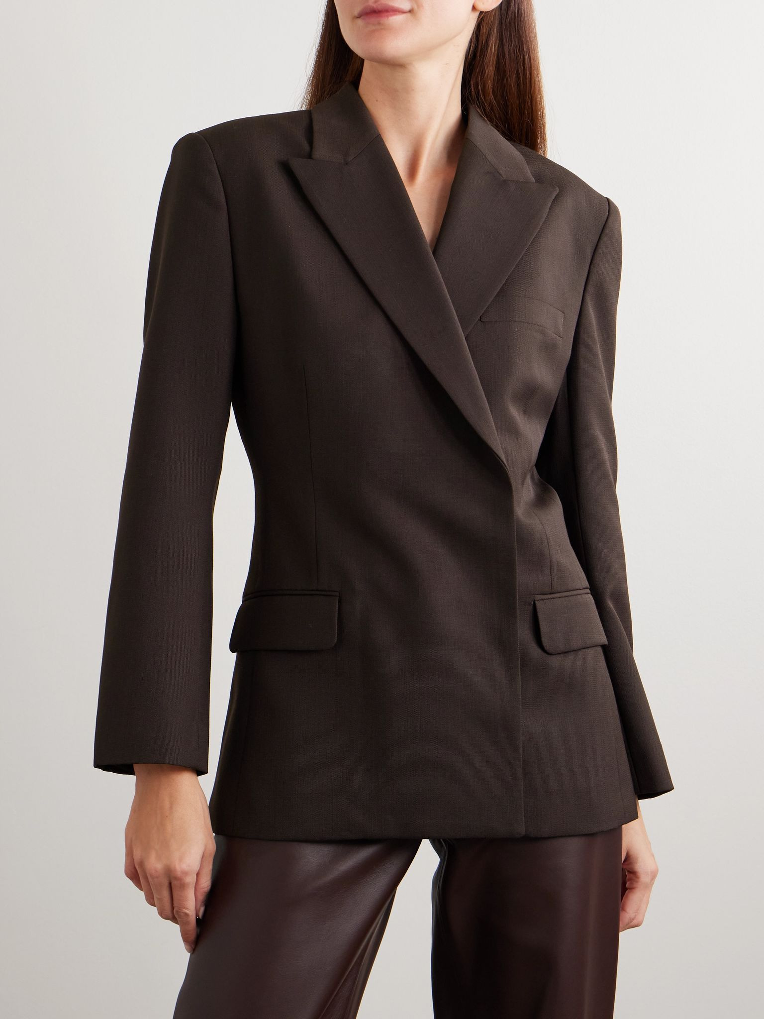 Woven blazer Dark brown - 3