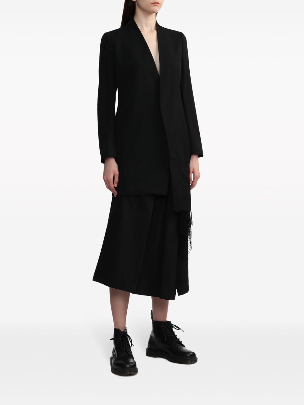 layered wool single-breasted coat - 2