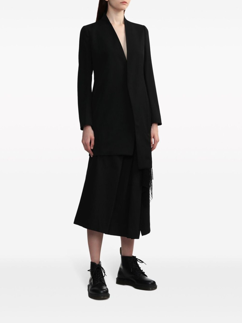 Y's layered wool single-breasted coat outlook