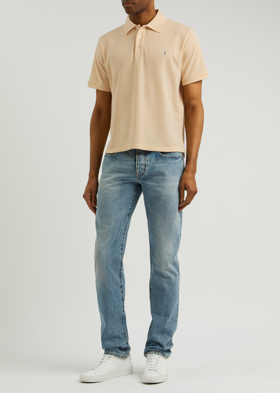 Logo-embroidered piqué cotton-blend polo shirt - 4