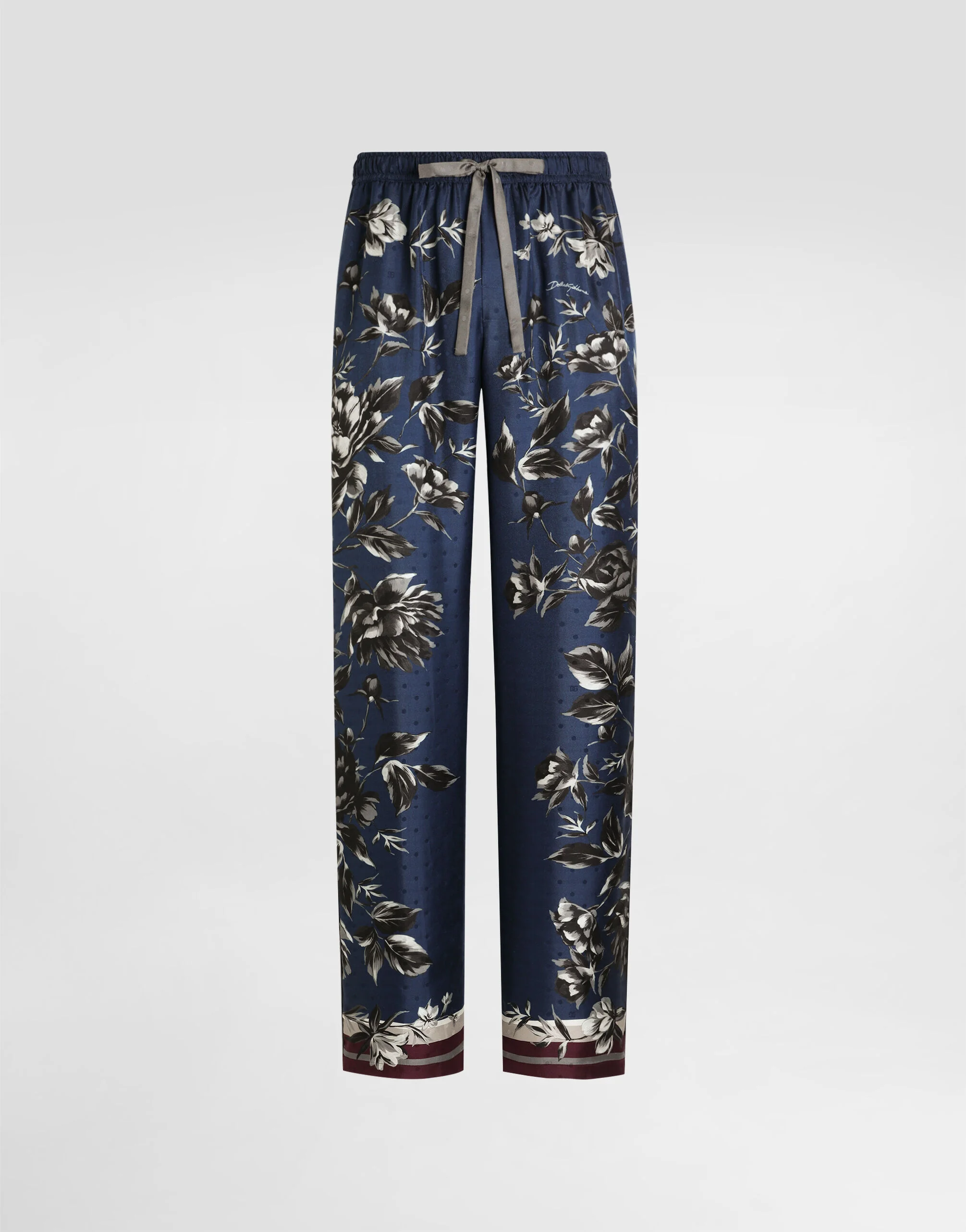 Peony-print vanity twill trousers - 1