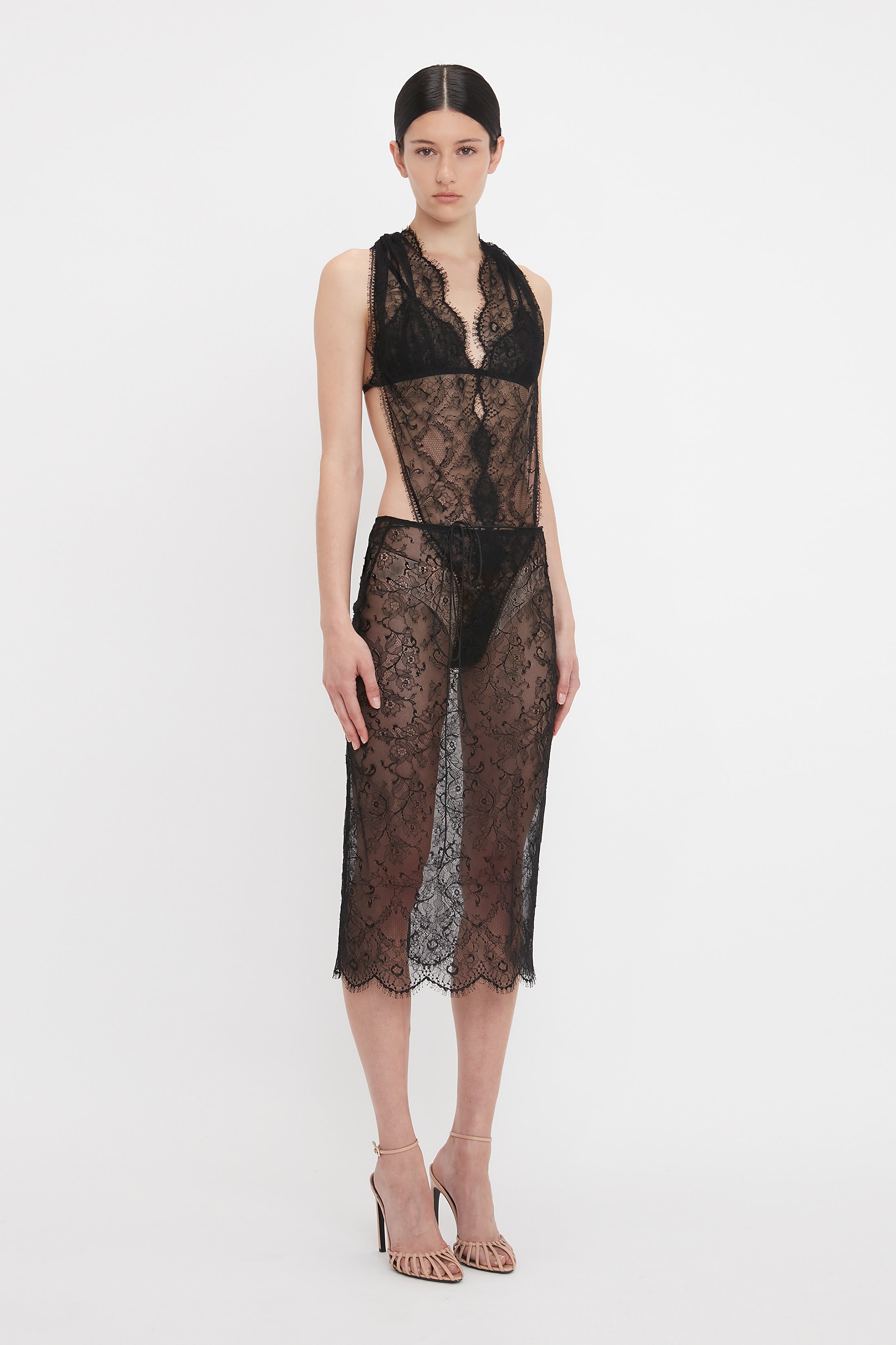 Halter Neck Bodysuit In Black - 3