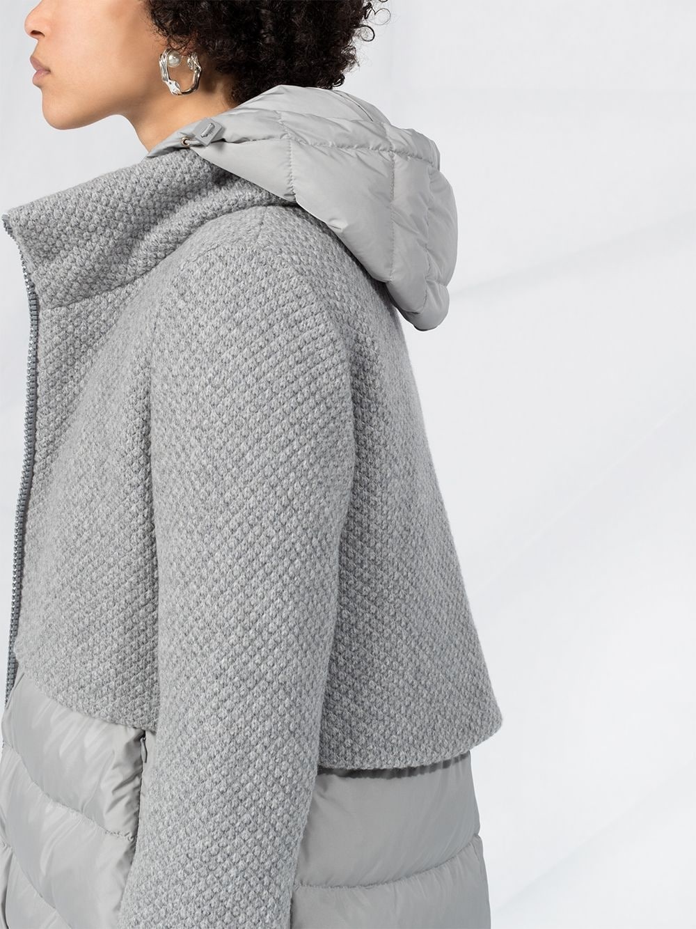 knitted-panel padded coat - 3