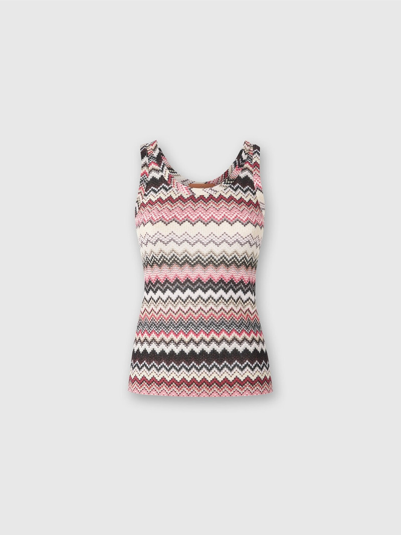 Tank top with serrated lamé zigzag pattern 1