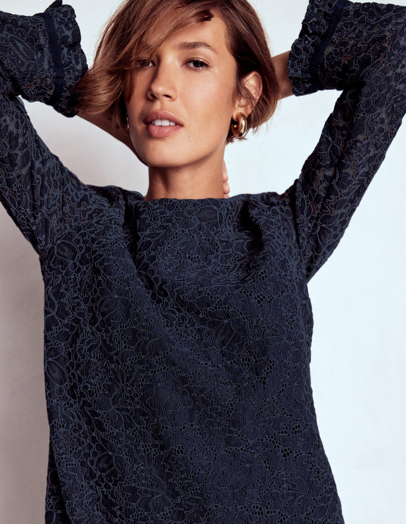 Lace Occasion Mini Dress-Navy 3