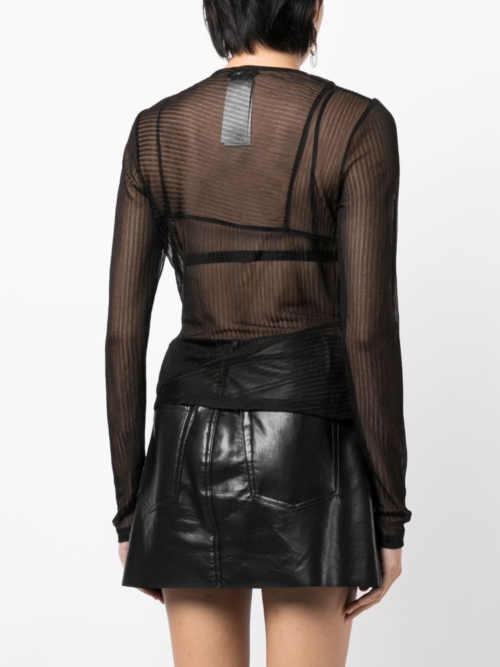 sheer ribbed long-sleeve jersey top - 4