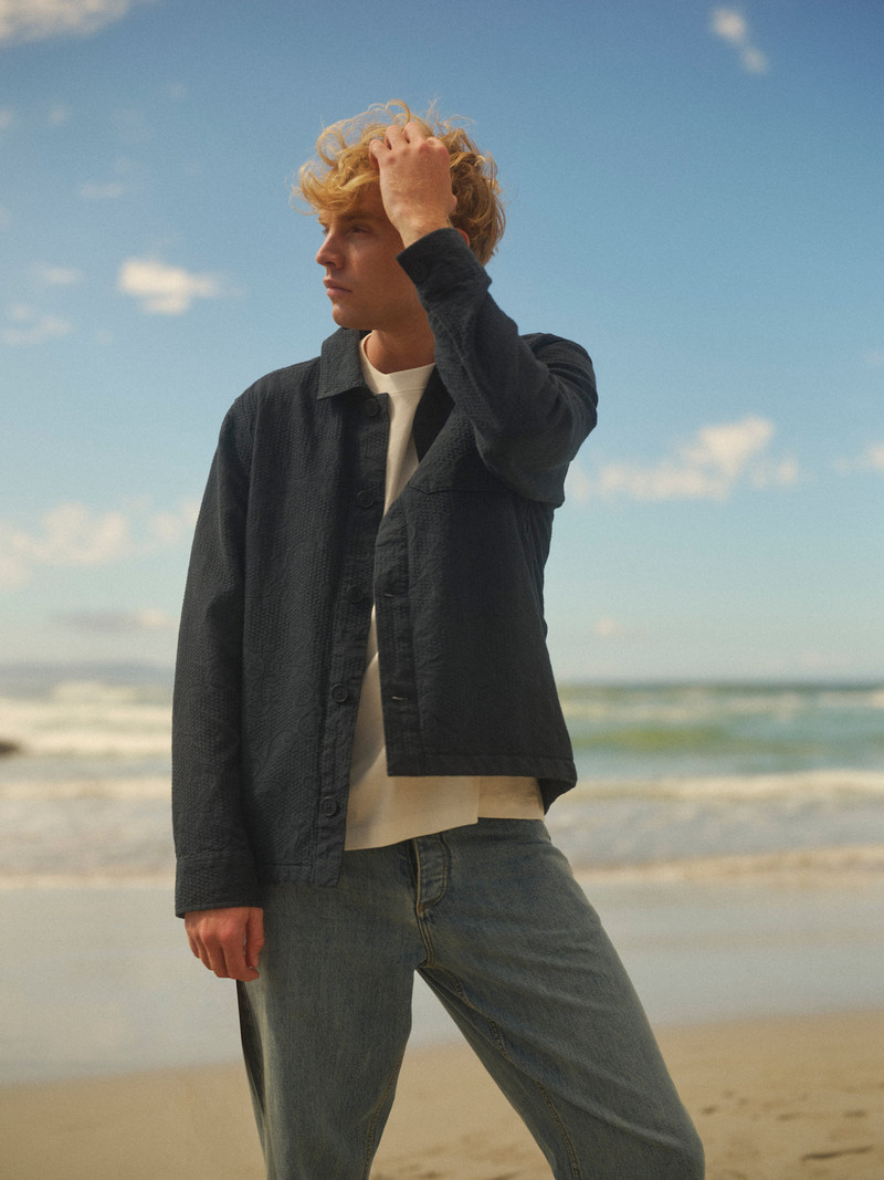 Rockley - Navy Honeycomb Jacquard Overshirt 3