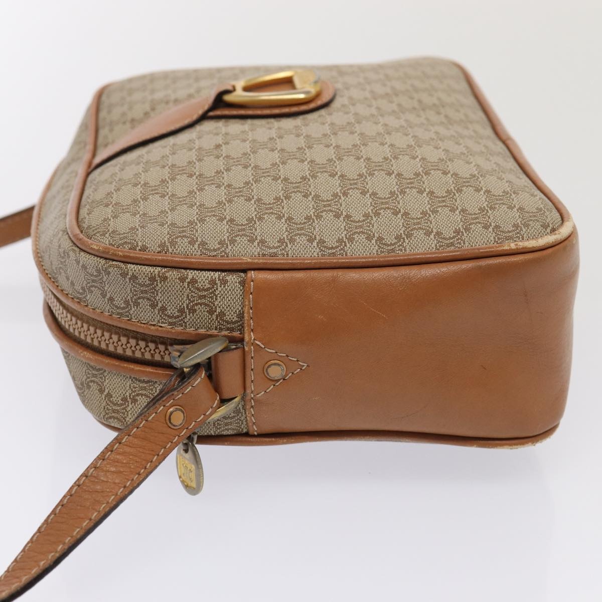 CELINE Macadam Canvas Shoulder Bag Beige Gold - 4