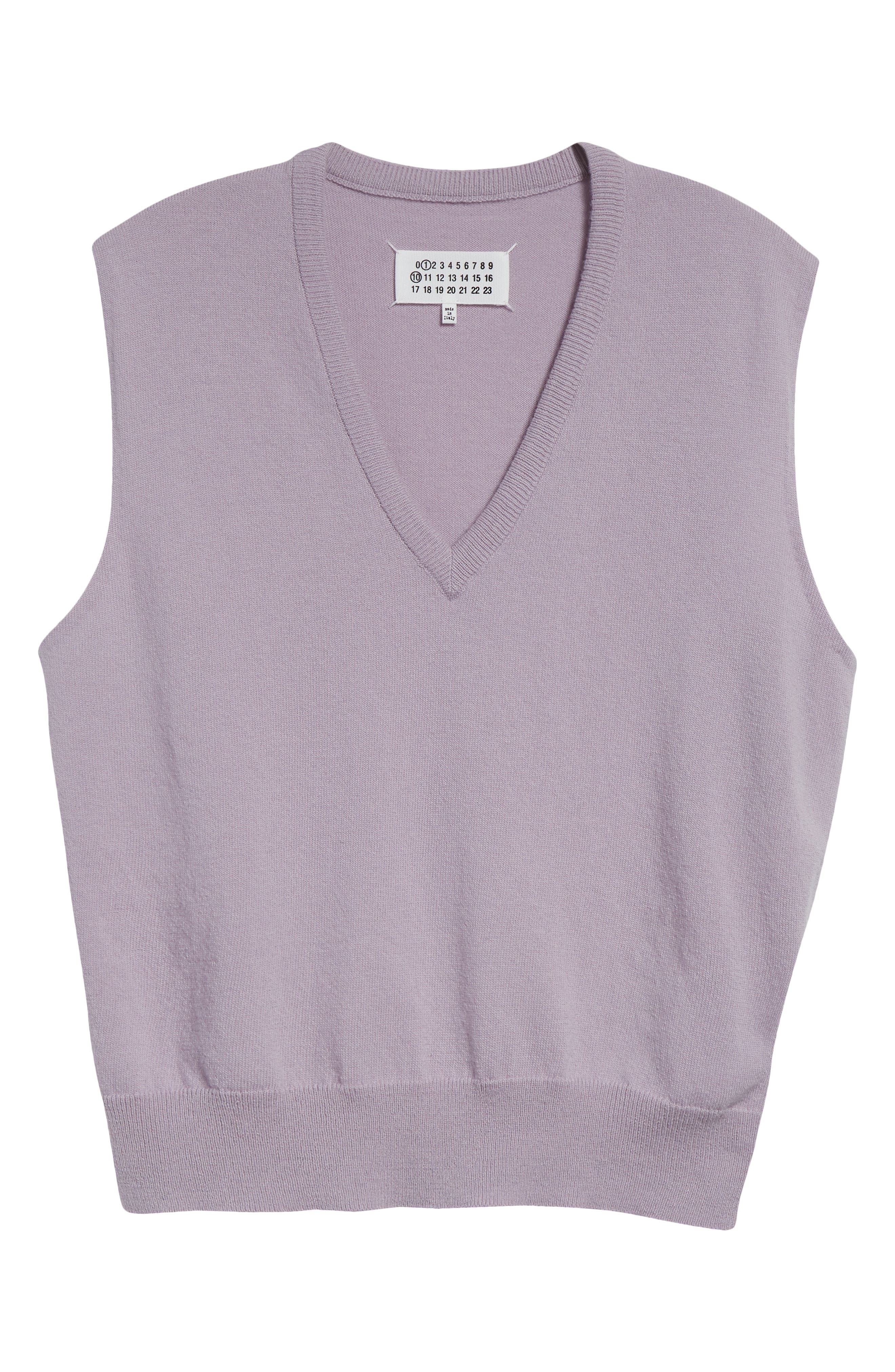 Maison Margiela Virgin Wool V-Neck Sweater Vest in Lilac at Nordstrom - 6