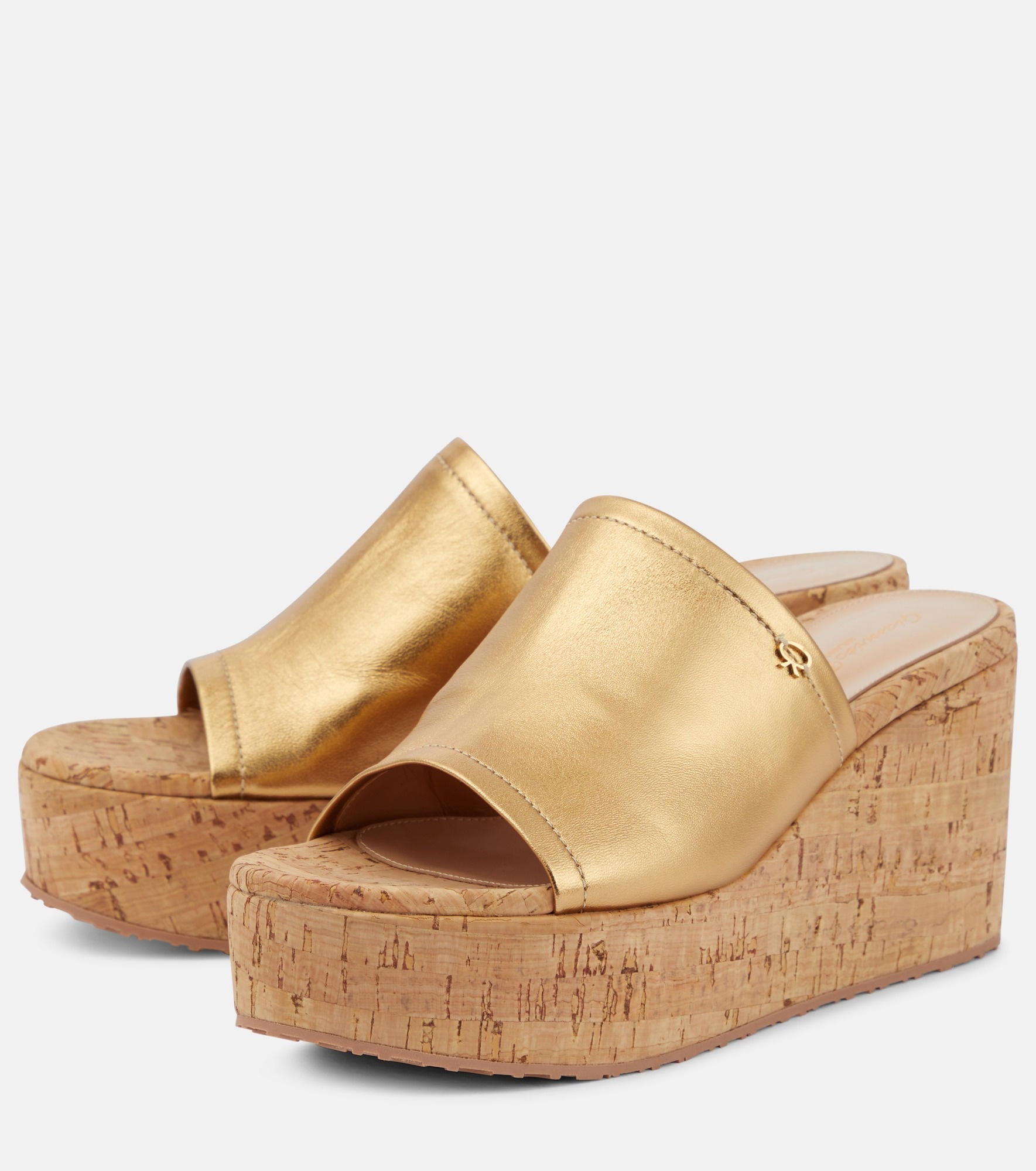 Leather wedge sandals - 5