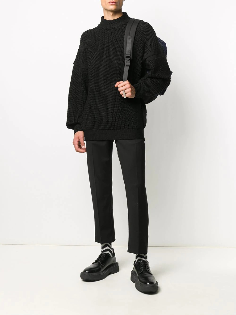 mock neck dropped-sleeve jumper - 2