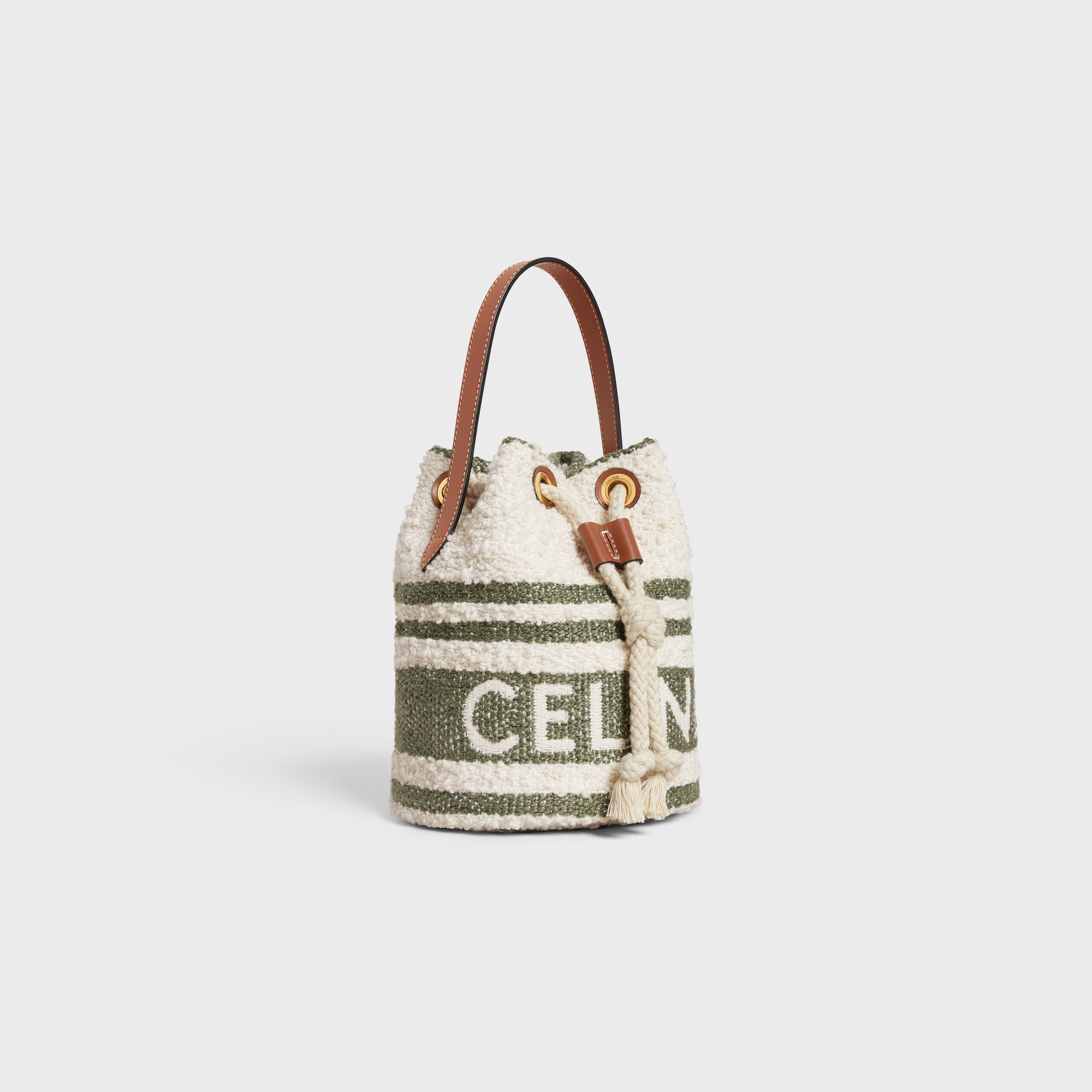 Teen Drawstring in STRIPED TEXTILE WITH CELINE AND CALFSKIN - 2