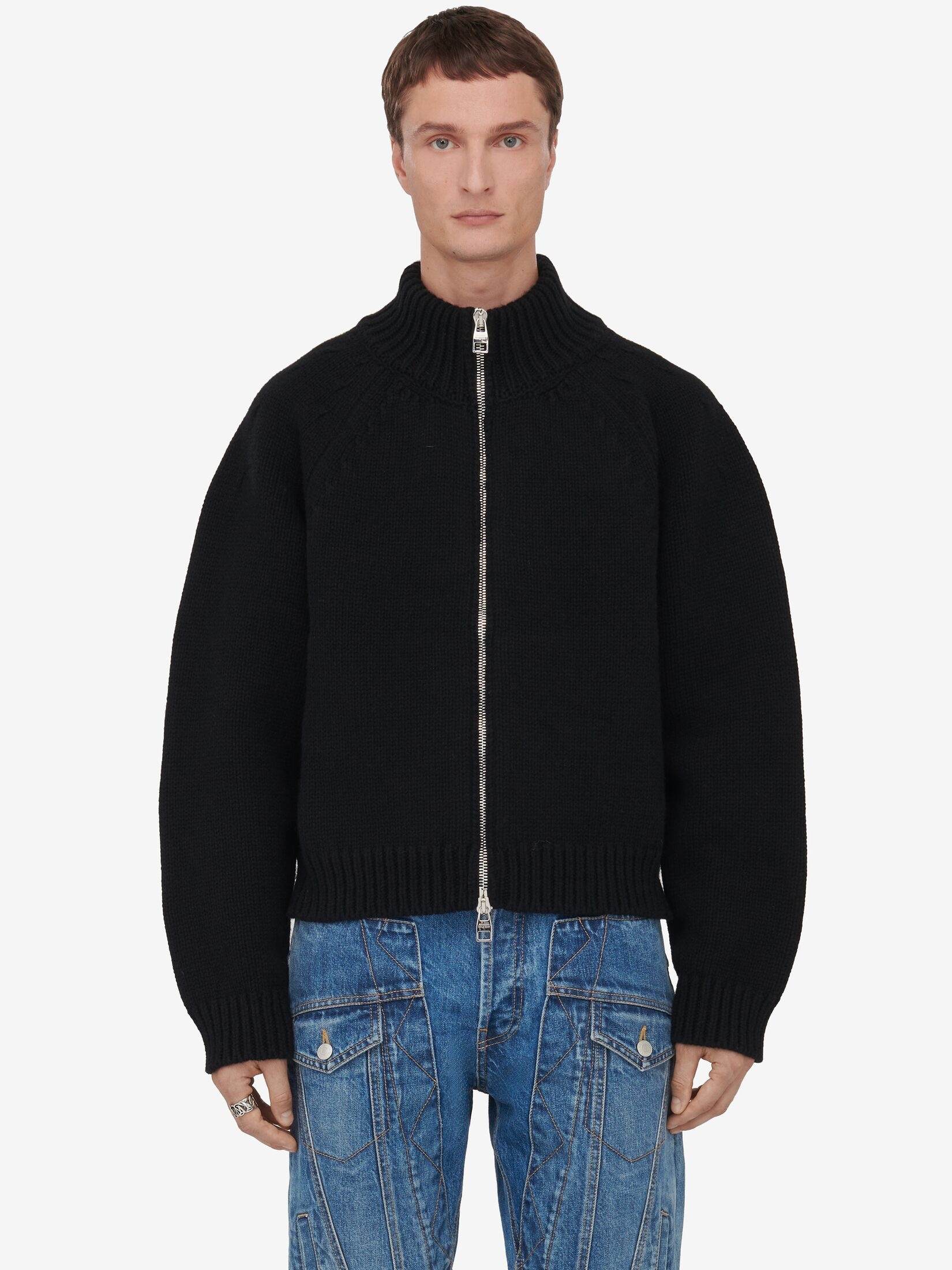 Men's Seal Logo Bomber Jacket in Black/ivory - 5