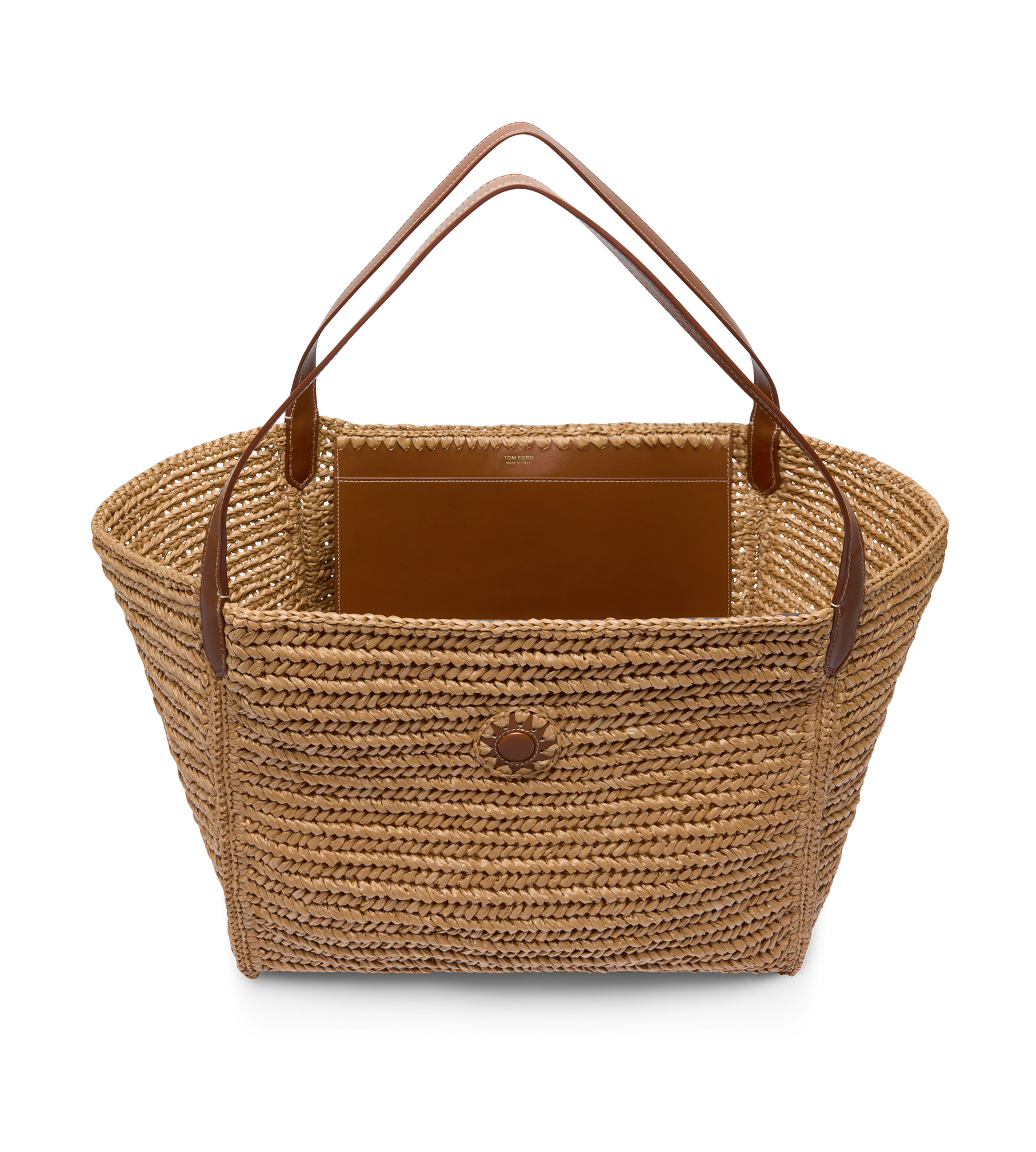 TOM FORD RAFFIA AND LEATHER TARA LARGE TOTE | REVERSIBLE