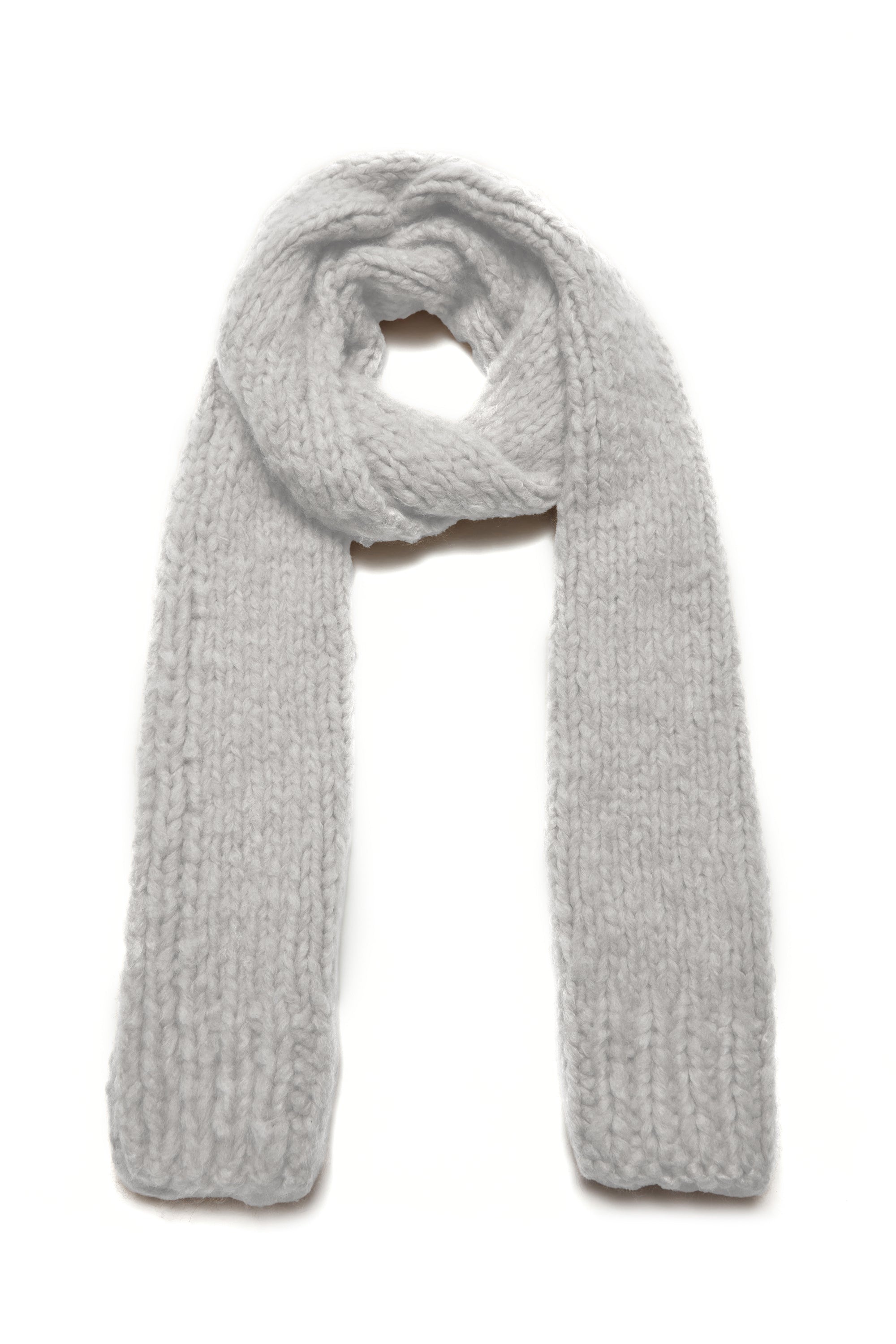 Pyke Knit Scarf in Heather Grey Welfat Cashmere - 2