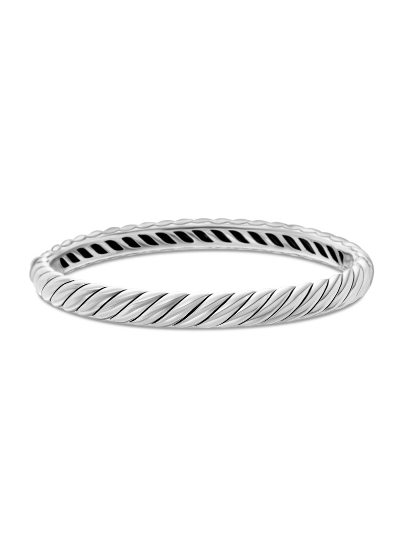 Women's Sculpted Cable Bangle Bracelet in Sterling Silver, 7mm - Sterling Silver 4