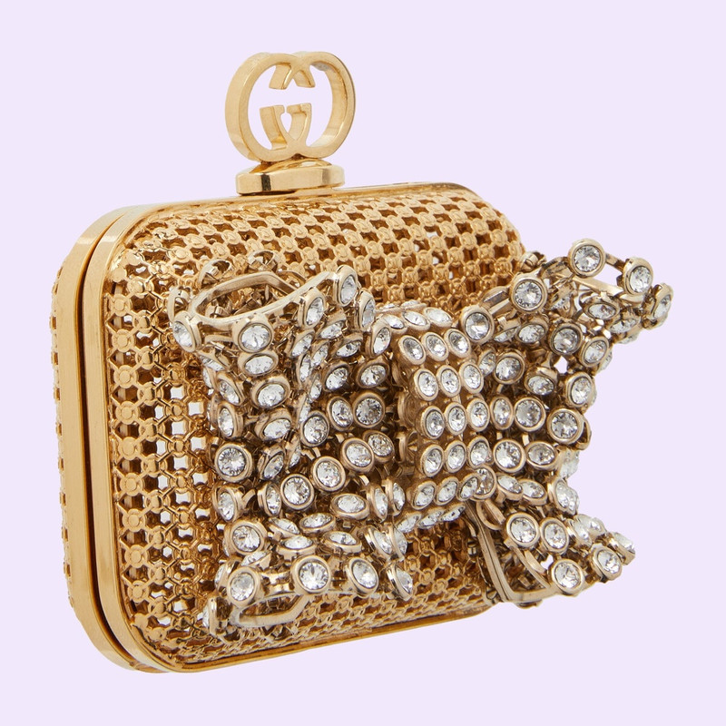 Metal mini handbag with crystal bow 4