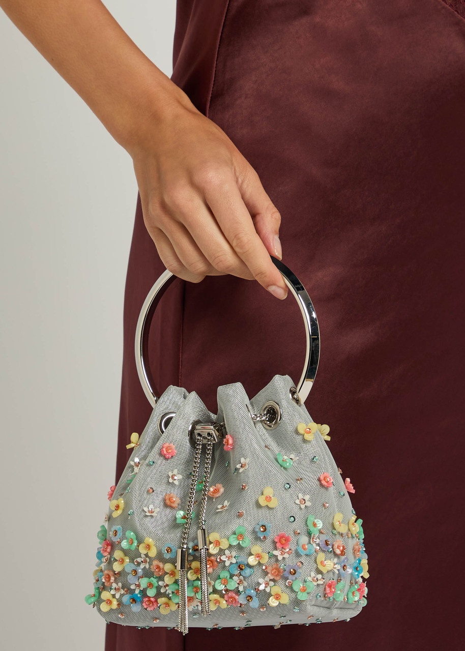 Jimmy Choo Bon Bon Floral-embellished Mesh Bucket bag - 5